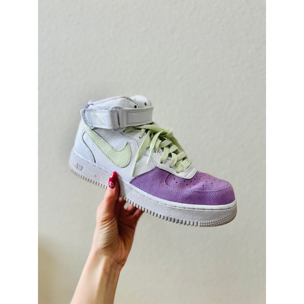 Custom Nike Air Force 1 07 Mid Women's 8.5 White Purple Light Green AF1